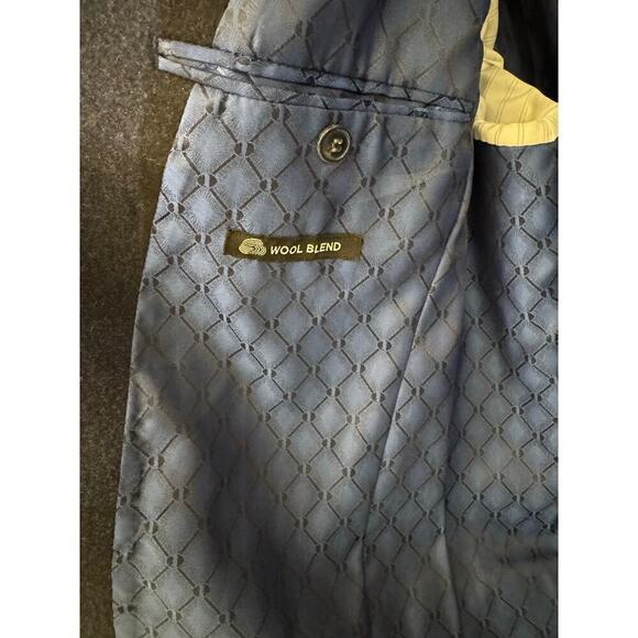 Linea Uomo Men's Blue Navy Double Breasted Wool Blend Jacket Coat Size 44 - Picture 4 of 8